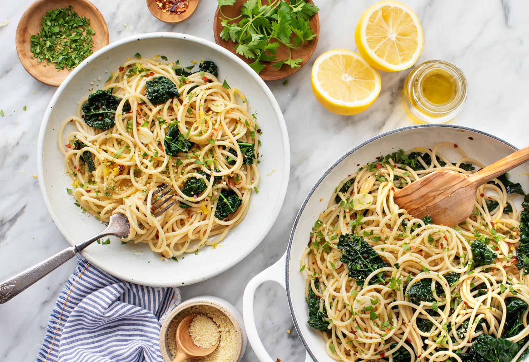 Spaghetti Aglio e Olio with Broccoli